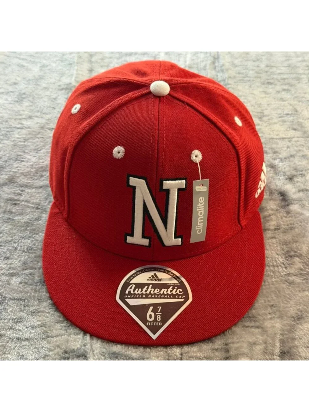 University of Nebraska Adidas Fitted Hat 6 7/8 Baseball NCAA